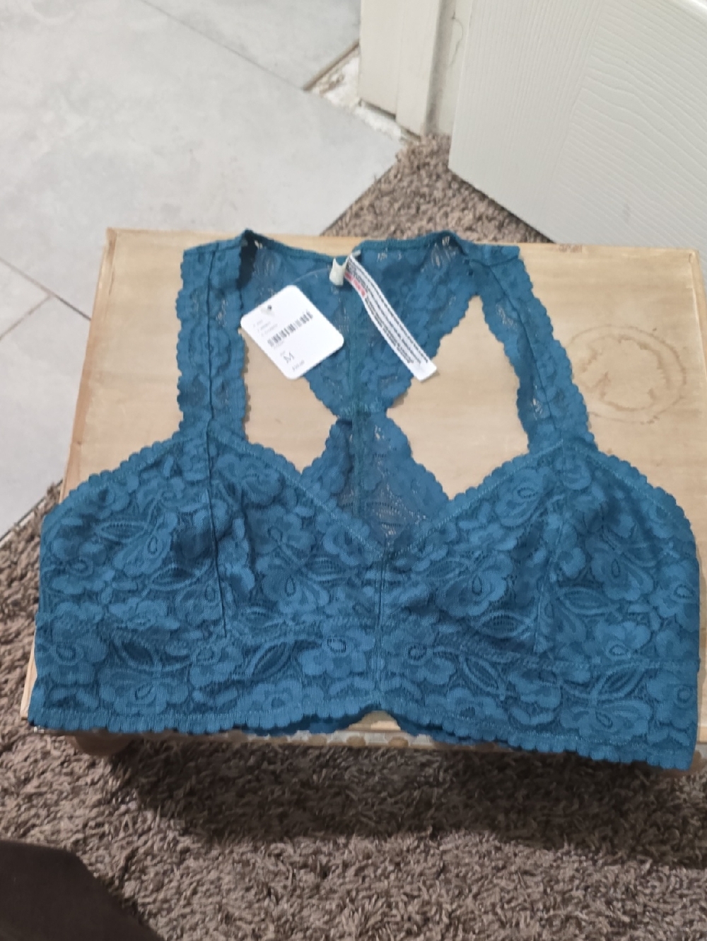 Free People Teal Lace Racerback Bralette